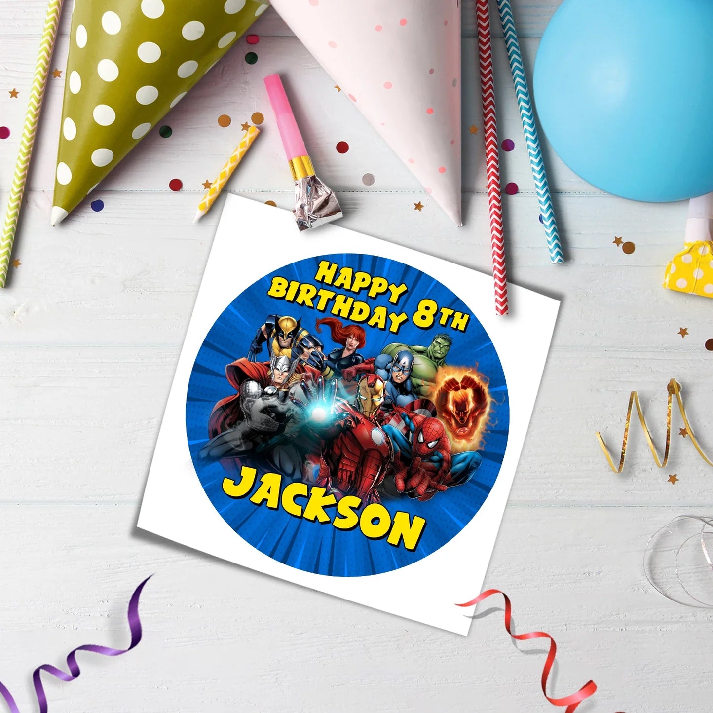 Round The Avengers Personalized Cake Images : Perfect for Your Child’s Birthday