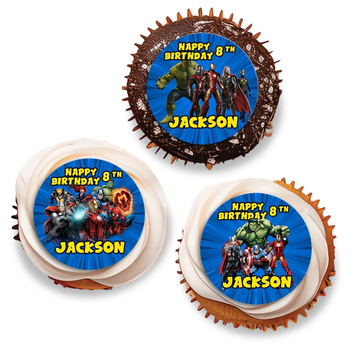 The Avengers themed Personalized Cupcakes Toppers