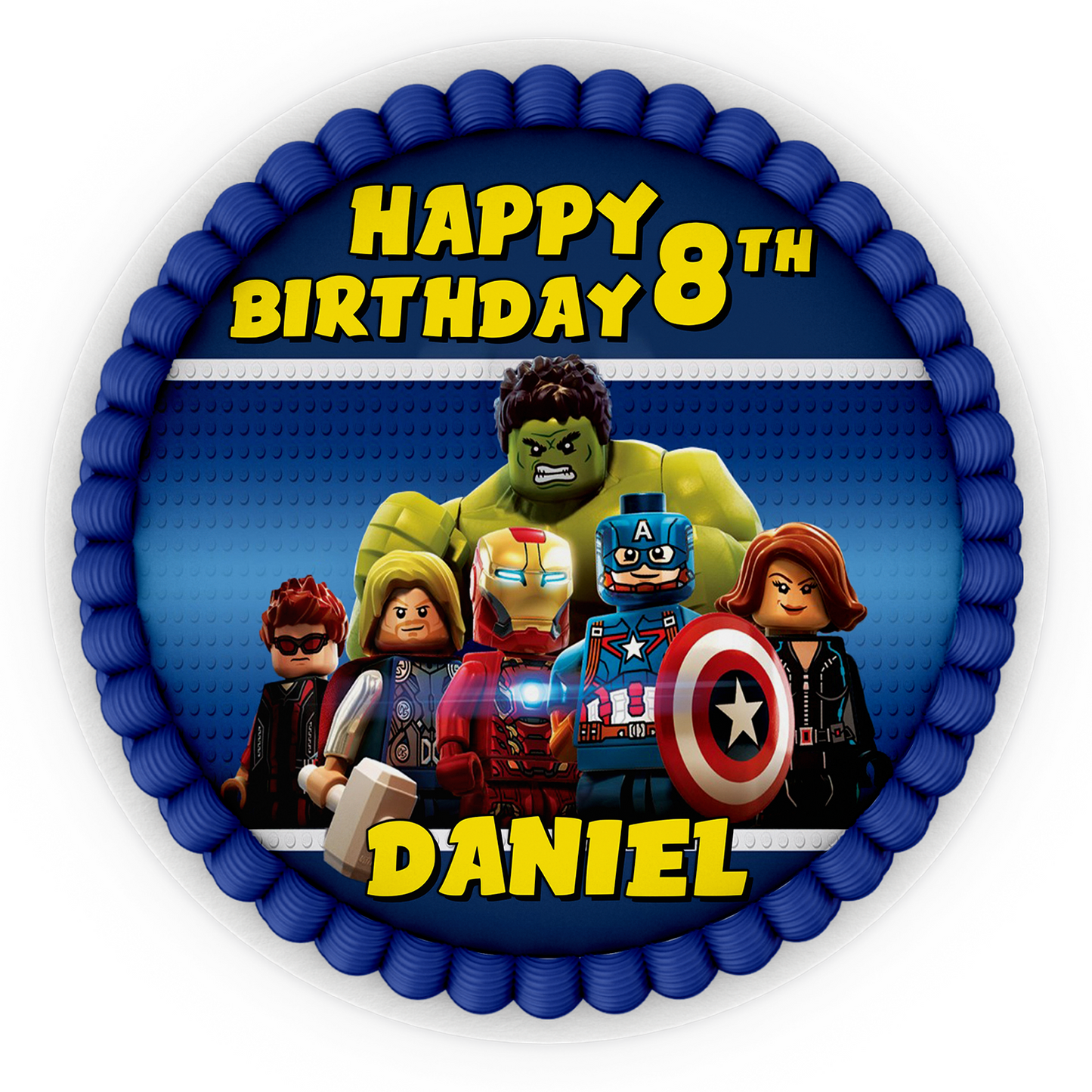 Round Personalized Cake Images featuring The Avengers