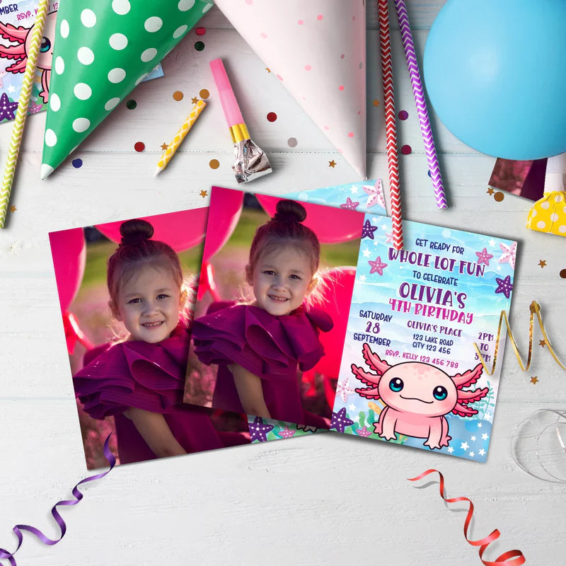 Axolotl Birthday Decorations, Axolotl birthday Party Supplies, Axolotl Themed, Axolotl Digital Template, Editable Axolotl Image SVG PNG