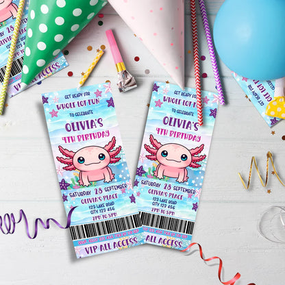 Axolotl Birthday Decorations, Axolotl birthday Party Supplies, Axolotl Themed, Axolotl Digital Template, Editable Axolotl Image SVG PNG