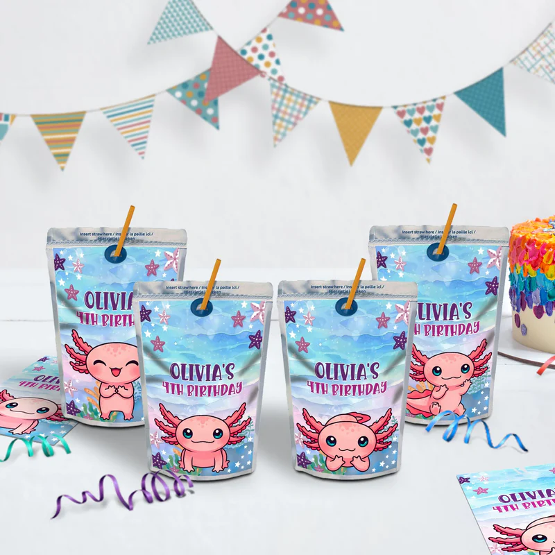 Axolotl Birthday Decorations, Axolotl birthday Party Supplies, Axolotl Themed, Axolotl Digital Template, Editable Axolotl Image SVG PNG