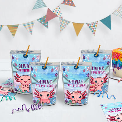 Axolotl Birthday Decorations, Axolotl birthday Party Supplies, Axolotl Themed, Axolotl Digital Template, Editable Axolotl Image SVG PNG