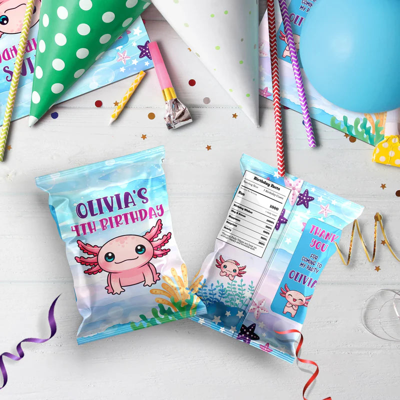 Axolotl Birthday Decorations, Axolotl birthday Party Supplies, Axolotl Themed, Axolotl Digital Template, Editable Axolotl Image SVG PNG