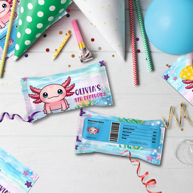 Axolotl Birthday Decorations, Axolotl birthday Party Supplies, Axolotl Themed, Axolotl Digital Template, Editable Axolotl Image SVG PNG