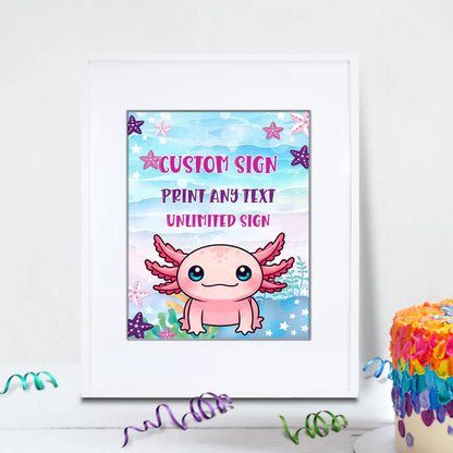 Axolotl Birthday Decorations, Axolotl birthday Party Supplies, Axolotl Themed, Axolotl Digital Template, Editable Axolotl Image SVG PNG