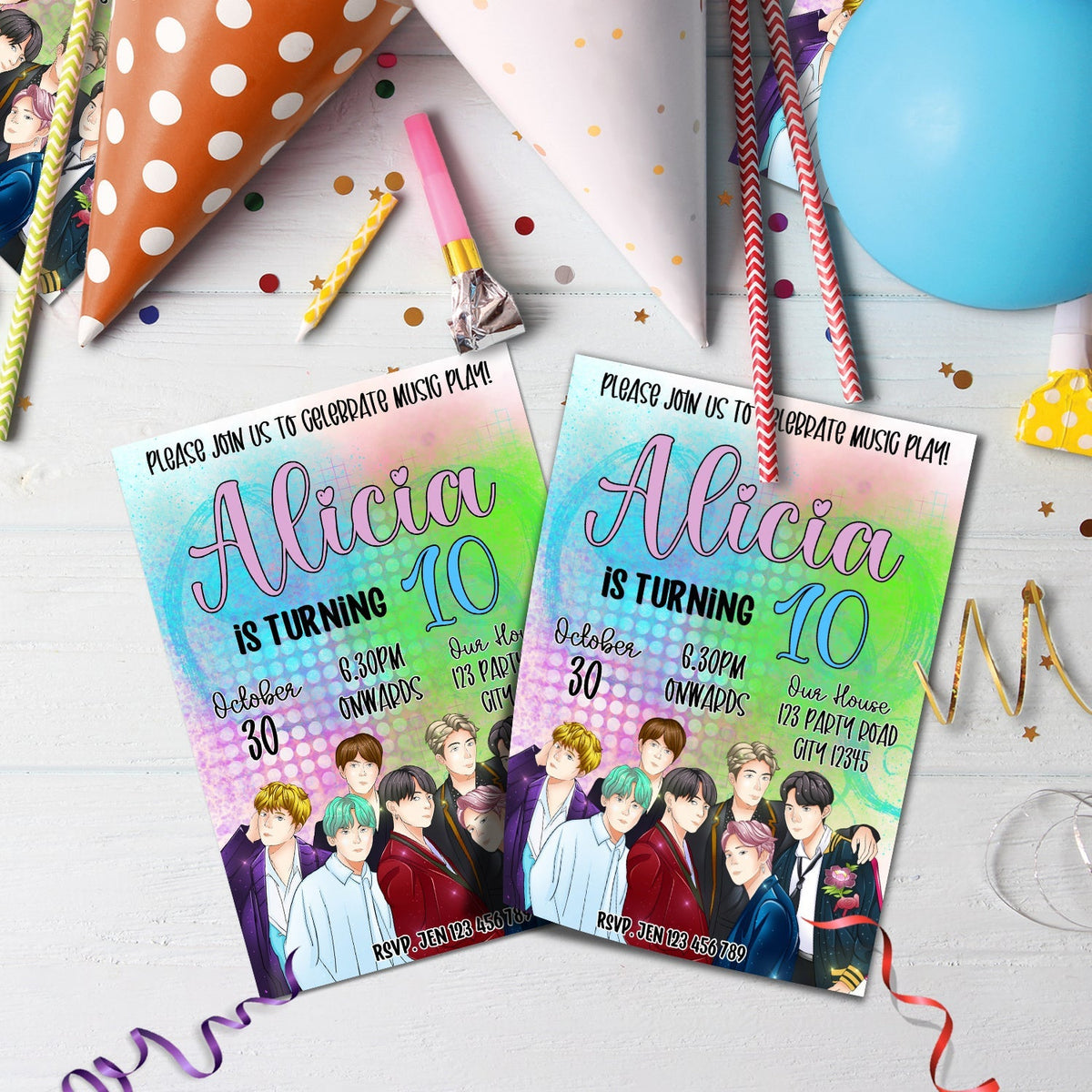 Bts Invitations Sample Make Your Party Invitations Unique with BTS - Bangtan Boys Personalize ...