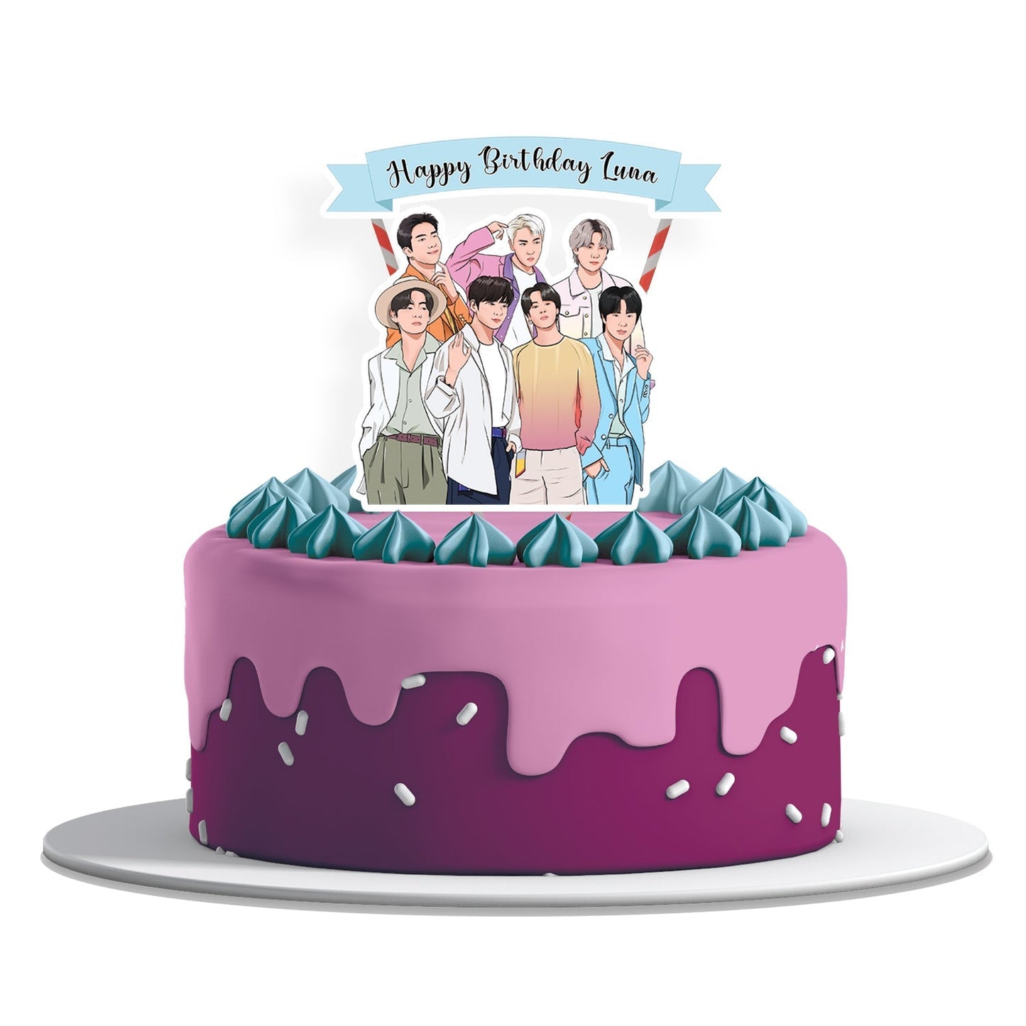 BTS themed personalized cake toppers