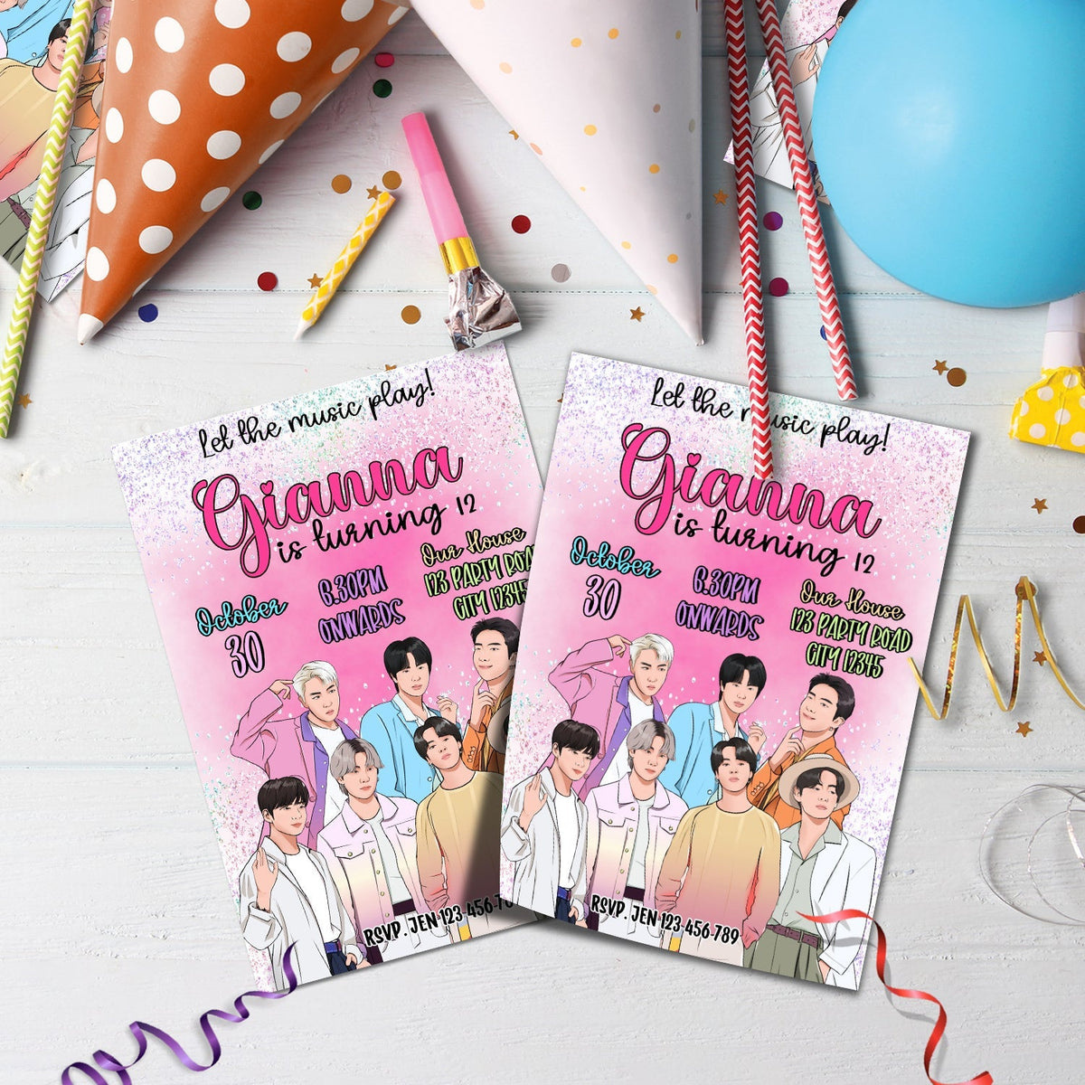 Bts Invitations Sample Make Your Party Invitations Unique with BTS - Bangtan Boys Personalize ...
