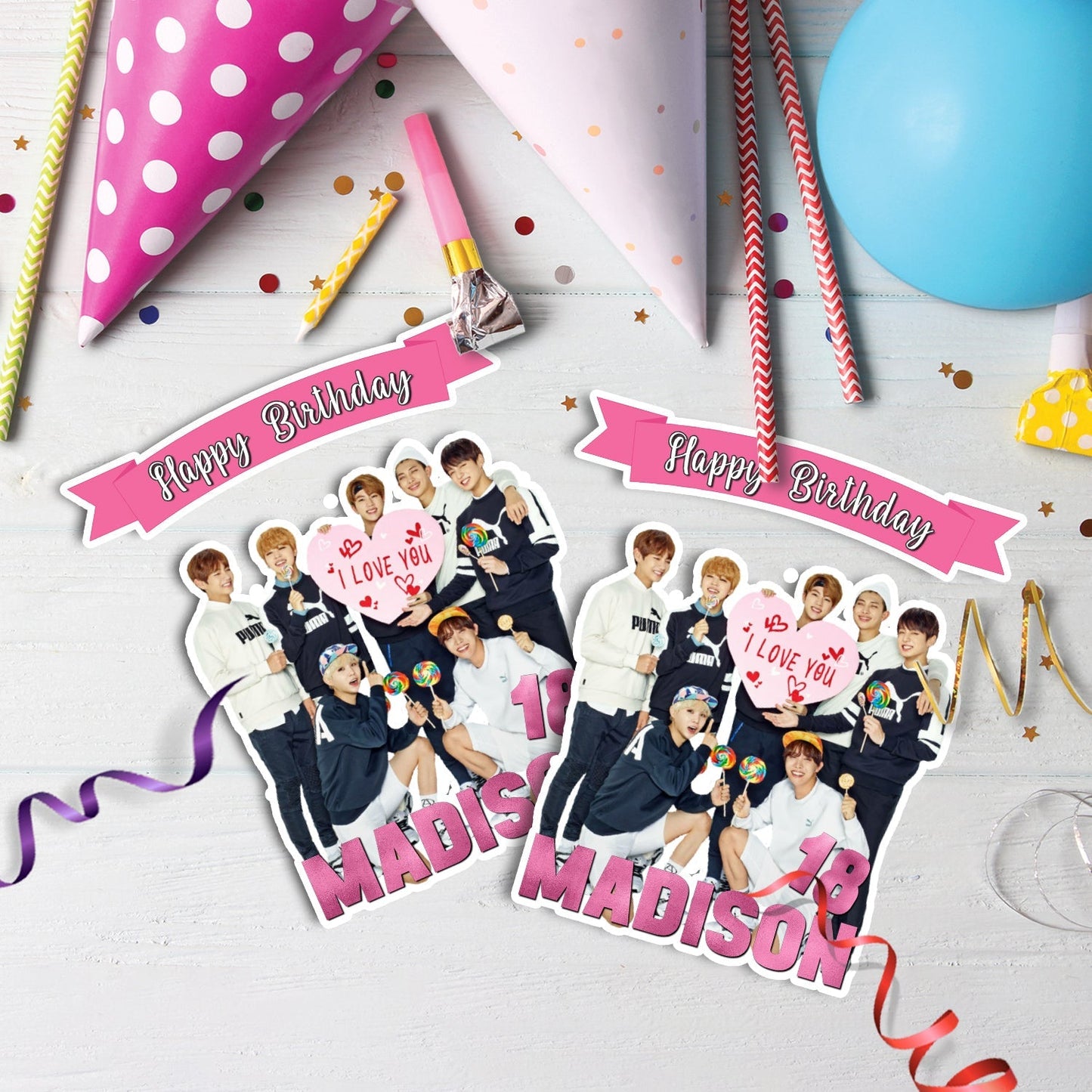 BTS Birthday Decorations, Bangtan Boys Party Supplies, BTS Kpop, Jimin, Suga, Jungkook, BTS - Bangtan Boys SVG