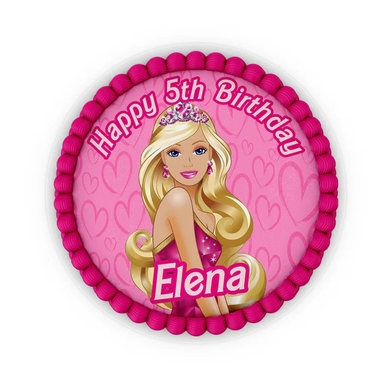 Barbie Personalized Edible Icing Cake Images for themed celebration