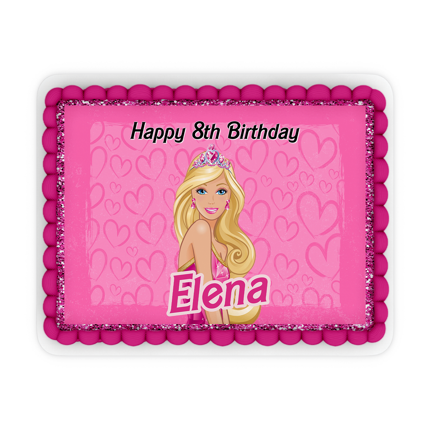 Rectangle Barbie Personalized Cake Images adding a touch of Barbie magic