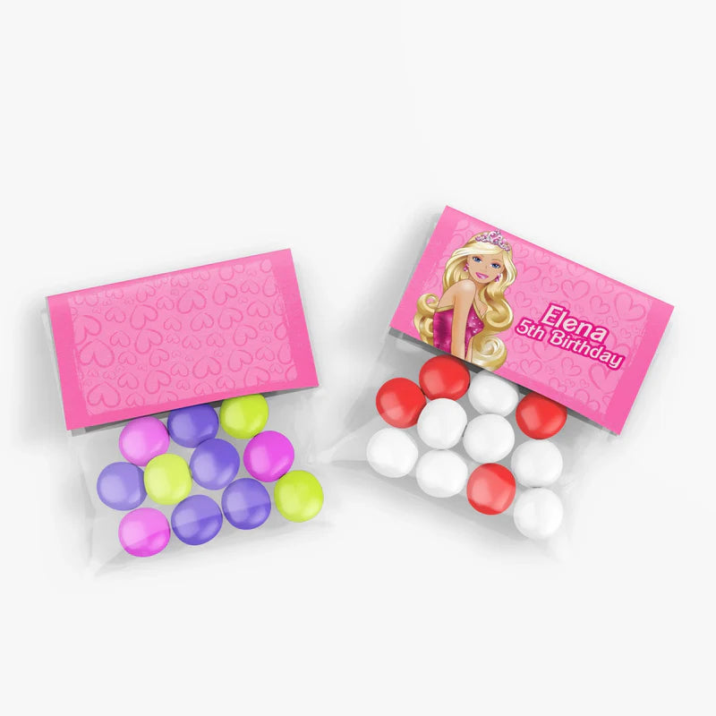 Barbie Treat Bag Topper Label with thank you message