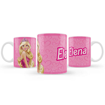 Barbie Sublimation Mug with name and vibrant Barbie design