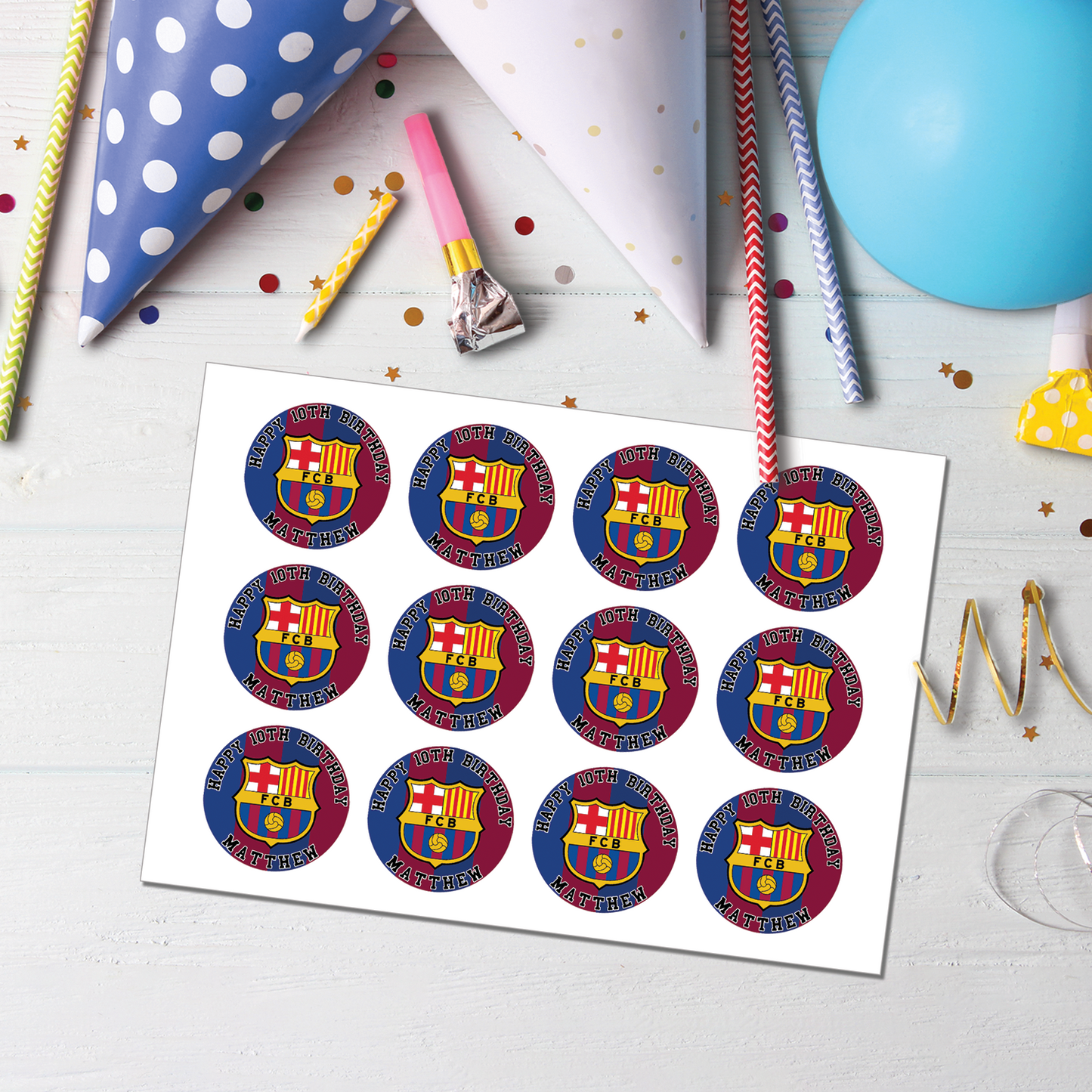 FC Barcelona Personalized Cupcakes Toppers - A Sweet Addition to Your Party