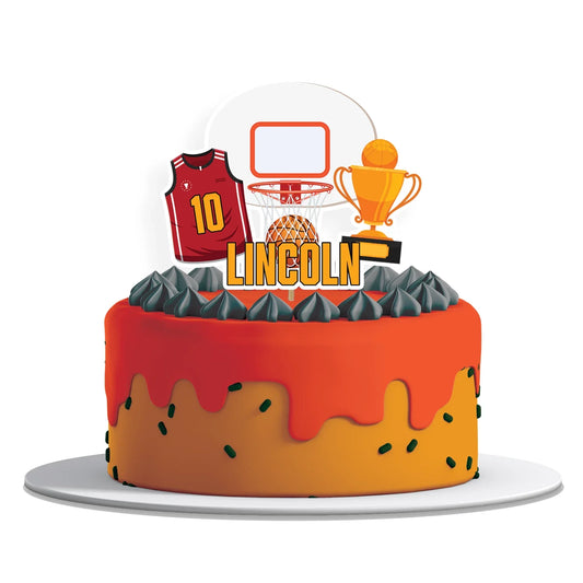 Basketball personalized cake toppers featuring custom designs for sports-themed celebrations and parties