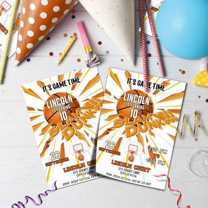 Basketball Birthday Decorations, Sport Theme Party Supplies, Slam dunk Themed, Basket ball Digital Template, Editable Basketball Image SVG PNG