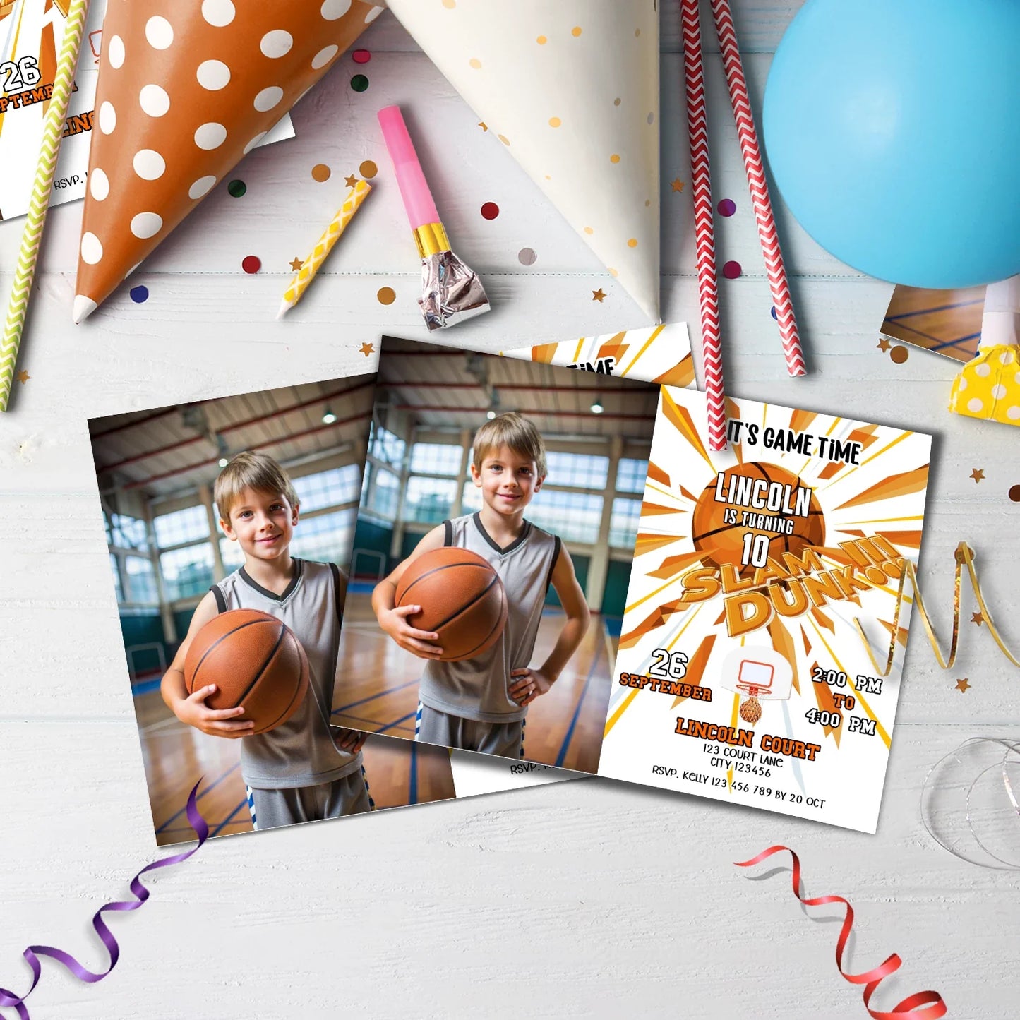 Basketball Birthday Decorations, Sport Theme Party Supplies, Slam dunk Themed, Basket ball Digital Template, Editable Basketball Image SVG PNG