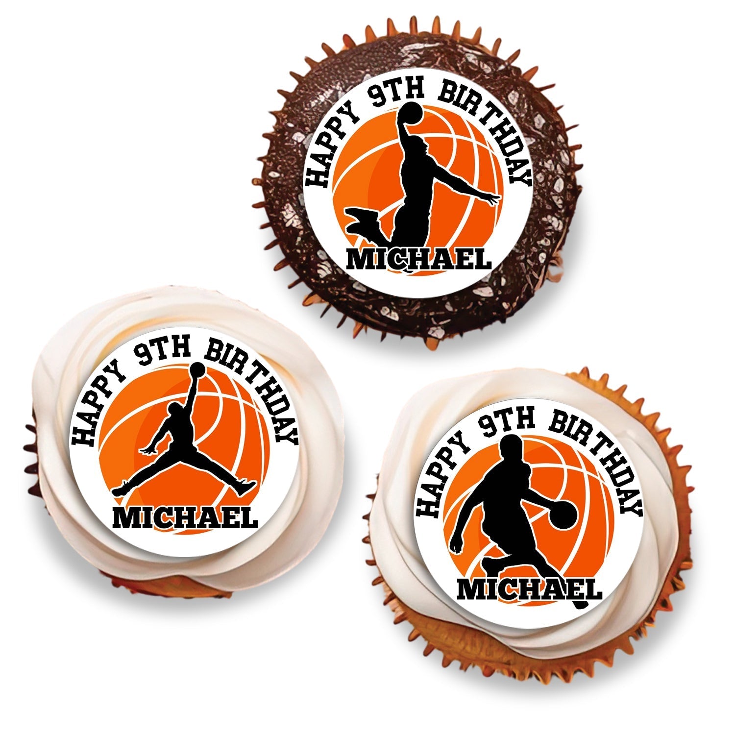 Cupcake toppers featuring Air Jordan theme