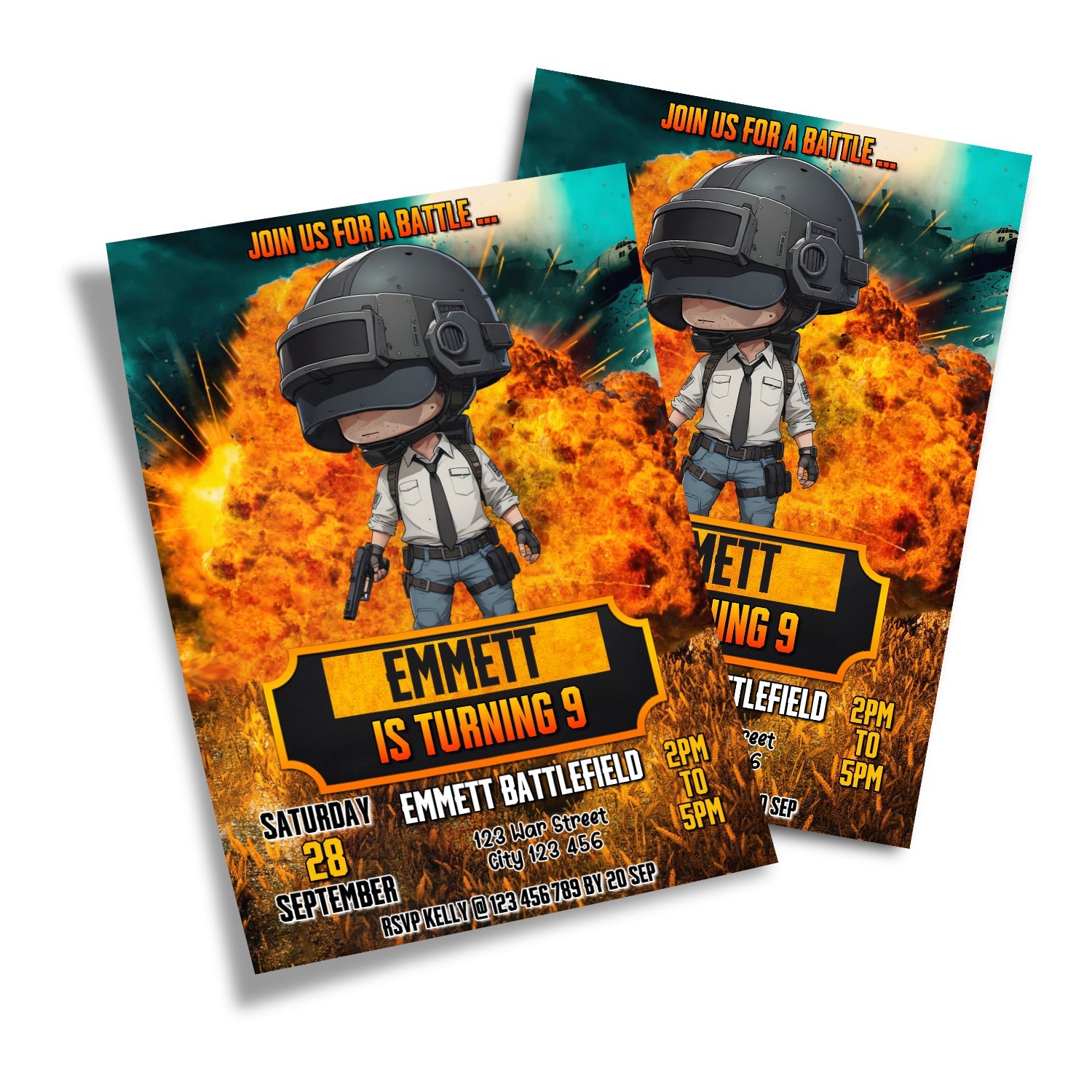 PUBG Personalized Birthday Card Invitations