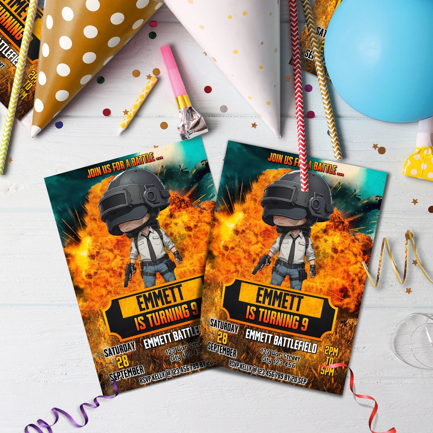 PUBG Birthday Decorations, PUBG Battle Royale Party Supplies, PUBG : Battlegrounds Themed, PUBG Digital Template, Editable PUBG Image SVG PNG