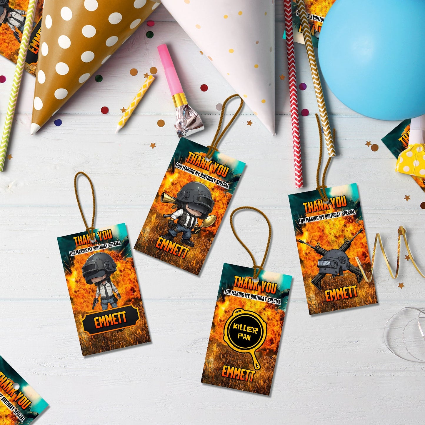 PUBG Birthday Decorations, PUBG Battle Royale Party Supplies, PUBG : Battlegrounds Themed, PUBG Digital Template, Editable PUBG Image SVG PNG