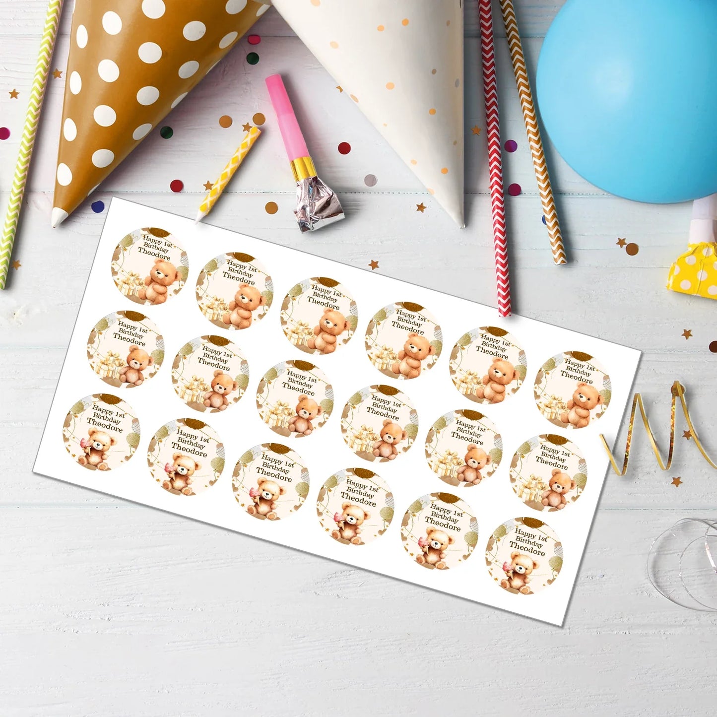 Bear Personalized Cupcake Toppers Printable