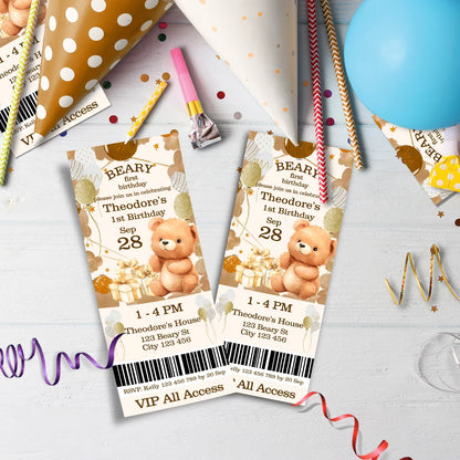 1st Birthday Birthday Decorations, Teddy Bear Party Supplies, Paddington Bear Themed, Bear doll toys Digital Template, Editable Bear Image SVG PNG