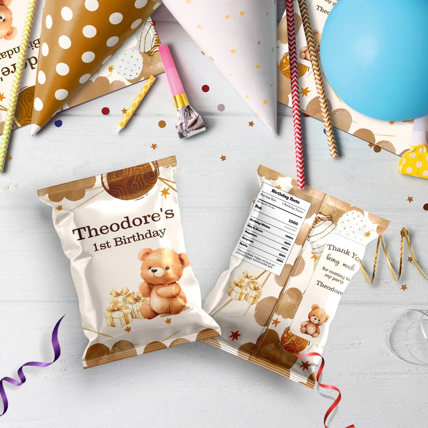 1st Birthday Birthday Decorations, Teddy Bear Party Supplies, Paddington Bear Themed, Bear doll toys Digital Template, Editable Bear Image SVG PNG