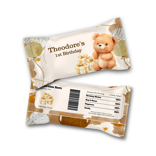 Bear Skittles label with playful teddy bear graphics in soft neutral tones