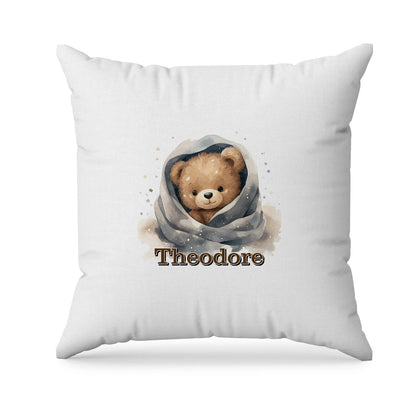Bear sublimation pillowcase with soft teddy bear illustration in neutral pastel colors