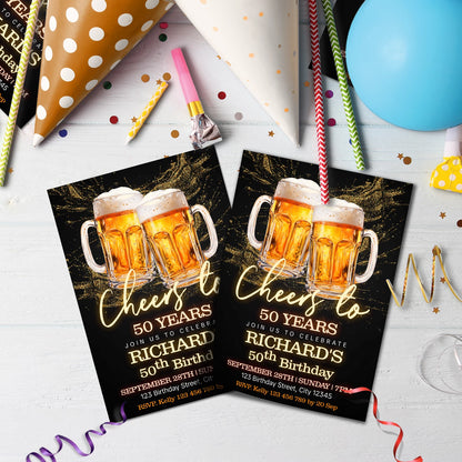 Beer Birthday Birthday Decorations, Adult Party Party Supplies, Mens Birthday Themed, 50th Birthday Digital Template, Editable Beer Adult Birthday Image SVG PNG