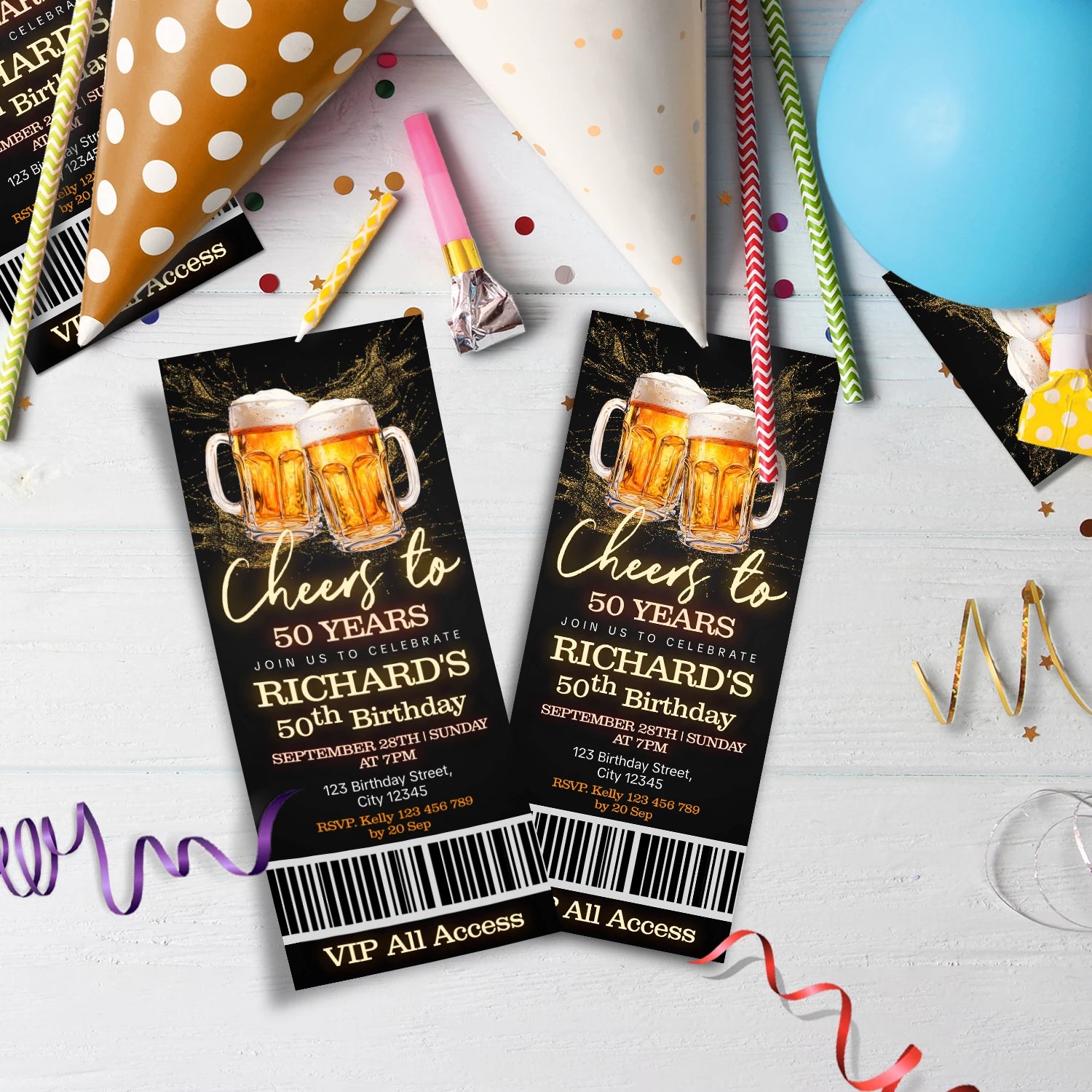 Beer Birthday Birthday Decorations, Adult Party Party Supplies, Mens Birthday Themed, 50th Birthday Digital Template, Editable Beer Adult Birthday Image SVG PNG