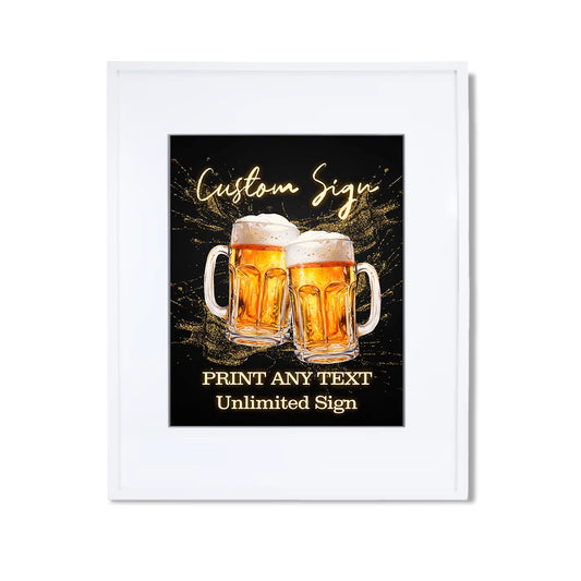 Beer adult birthday custom sign with beer mug graphics and bold party colors, rectangular sign on white background