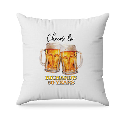 Beer adult birthday sublimation pillowcase with beer mug pattern and party theme colors, fabric pillowcase on white background