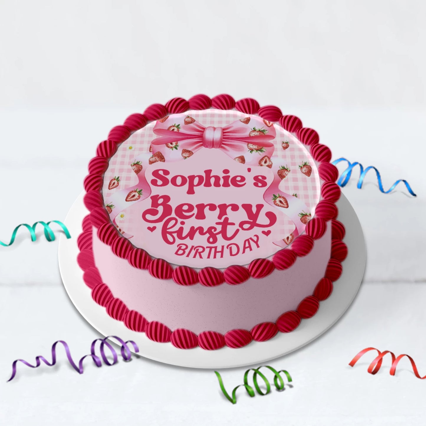 Strawberry Birthday Decorations, Girls Birthday Party Supplies, 1st Birthday Themed, Berry Digital Template, Editable Berry Strawberry Image SVG PNG