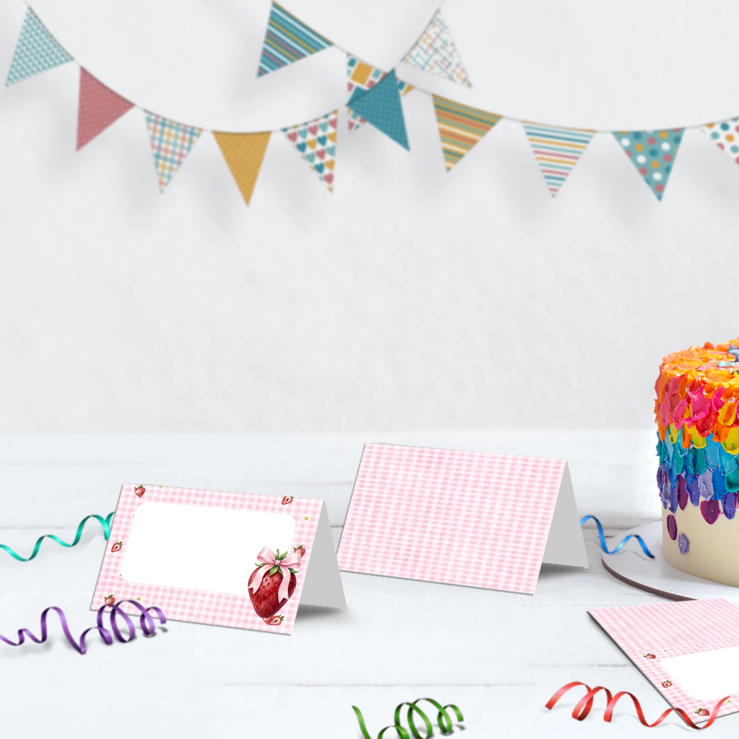 Strawberry Birthday Decorations, Girls Birthday Party Supplies, 1st Birthday Themed, Berry Digital Template, Editable Berry Strawberry Image SVG PNG