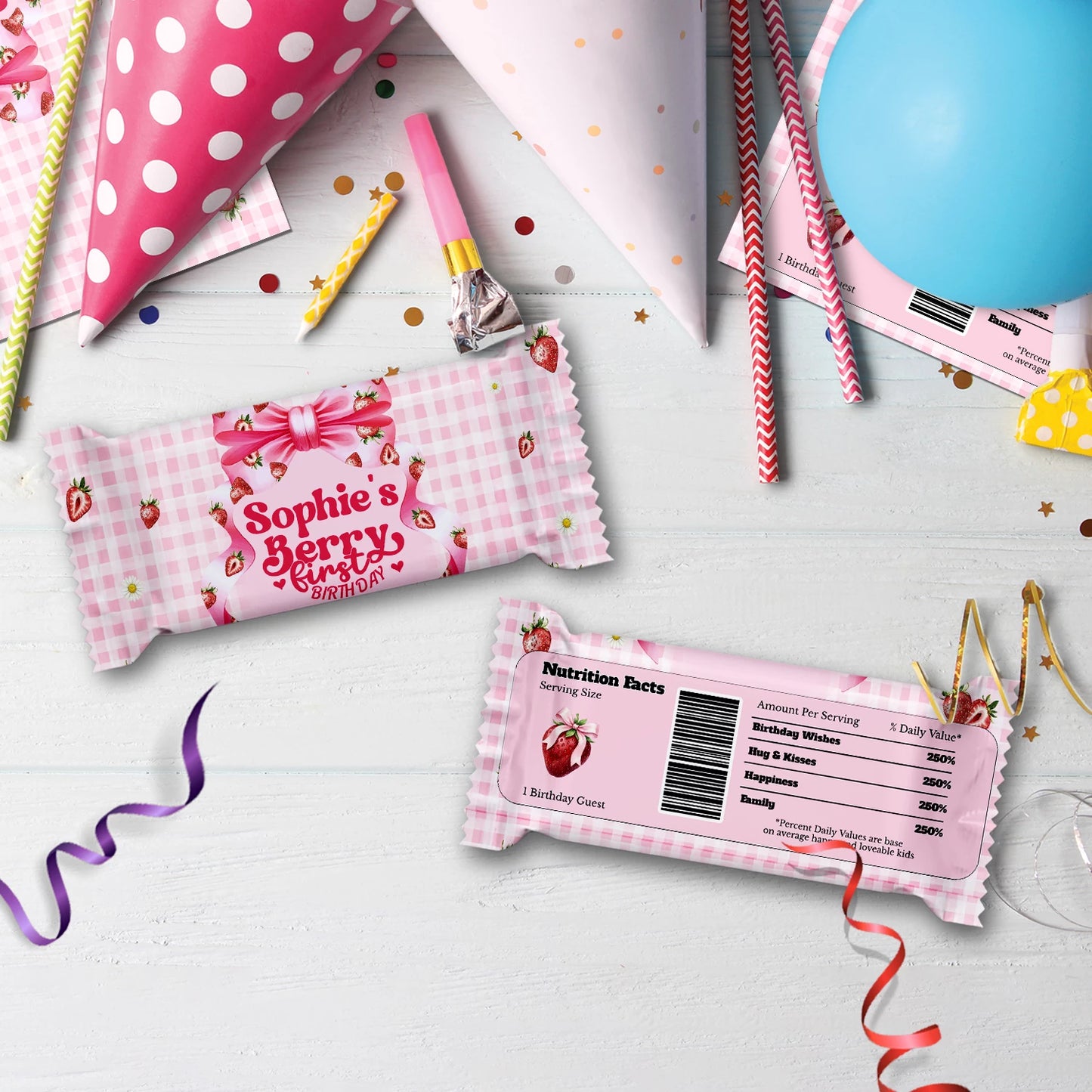 Strawberry Birthday Decorations, Girls Birthday Party Supplies, 1st Birthday Themed, Berry Digital Template, Editable Berry Strawberry Image SVG PNG