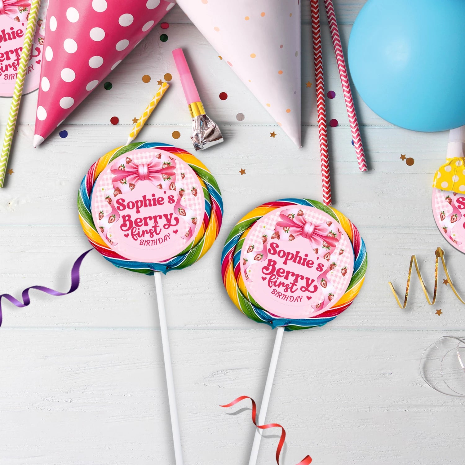 Strawberry Birthday Decorations, Girls Birthday Party Supplies, 1st Birthday Themed, Berry Digital Template, Editable Berry Strawberry Image SVG PNG