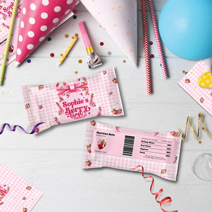 Strawberry Birthday Decorations, Girls Birthday Party Supplies, 1st Birthday Themed, Berry Digital Template, Editable Berry Strawberry Image SVG PNG