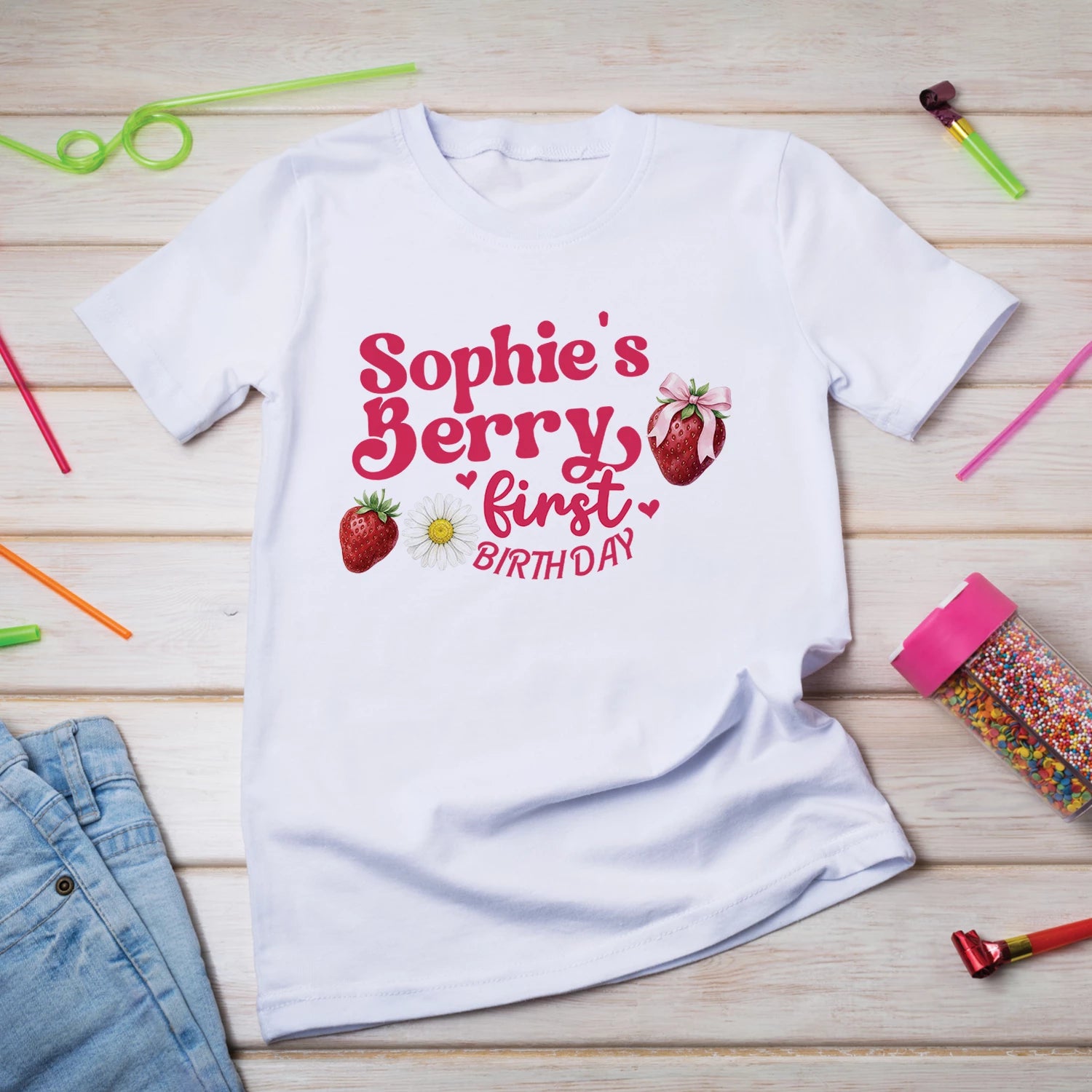 Strawberry Birthday Decorations, Girls Birthday Party Supplies, 1st Birthday Themed, Berry Digital Template, Editable Berry Strawberry Image SVG PNG