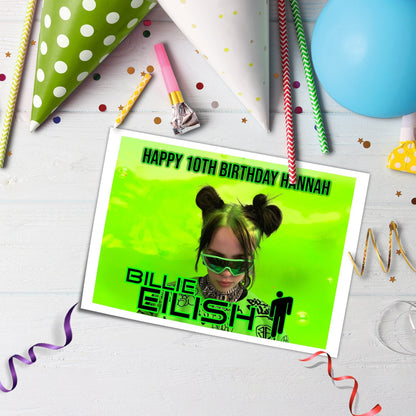 Billie Eilish Personalized Edible Sheet Cake Topper - Custom Edible Cake Toppers for Billie Eilish Fans