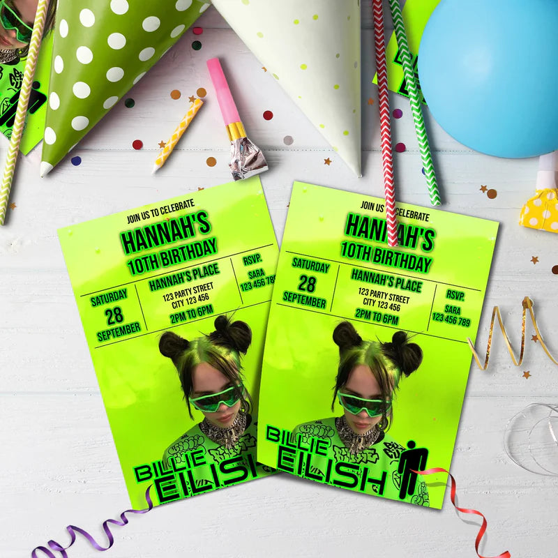 Billie Eilish Birthday Decorations, Billie Eilish Party Supplies, The Avocados Themed, Billie Eilish Fans Digital Template, Editable Billie Eilish Image SVG PNG