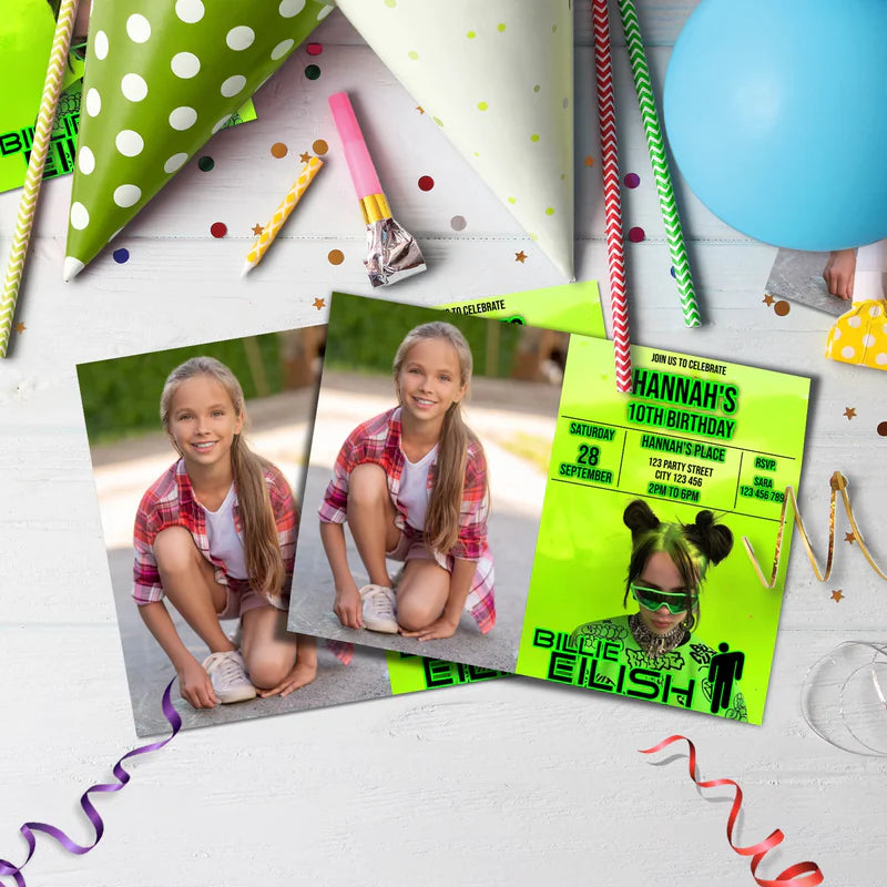 Billie Eilish Birthday Decorations, Billie Eilish Party Supplies, The Avocados Themed, Billie Eilish Fans Digital Template, Editable Billie Eilish Image SVG PNG