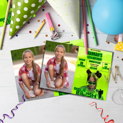 Billie Eilish Birthday Decorations, Billie Eilish Party Supplies, The Avocados Themed, Billie Eilish Fans Digital Template, Editable Billie Eilish Image SVG PNG