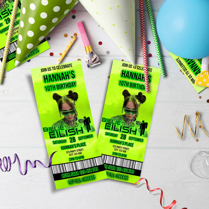 Billie Eilish Birthday Decorations, Billie Eilish Party Supplies, The Avocados Themed, Billie Eilish Fans Digital Template, Editable Billie Eilish Image SVG PNG