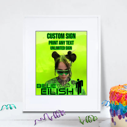 Billie Eilish Birthday Decorations, Billie Eilish Party Supplies, The Avocados Themed, Billie Eilish Fans Digital Template, Editable Billie Eilish Image SVG PNG