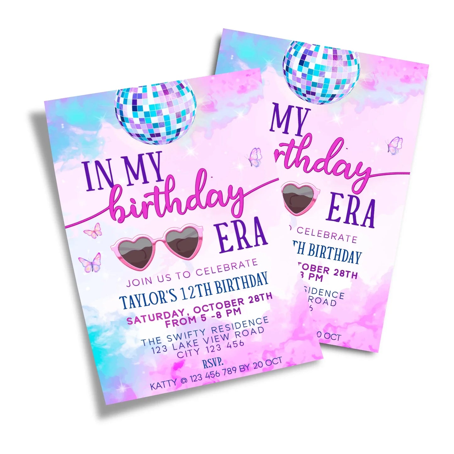 Eras Tour Taylor Swift Personalized Birthday Card Invitation with unique designs