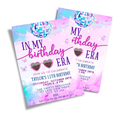 Eras Tour Taylor Swift Personalized Birthday Card Invitation with unique designs