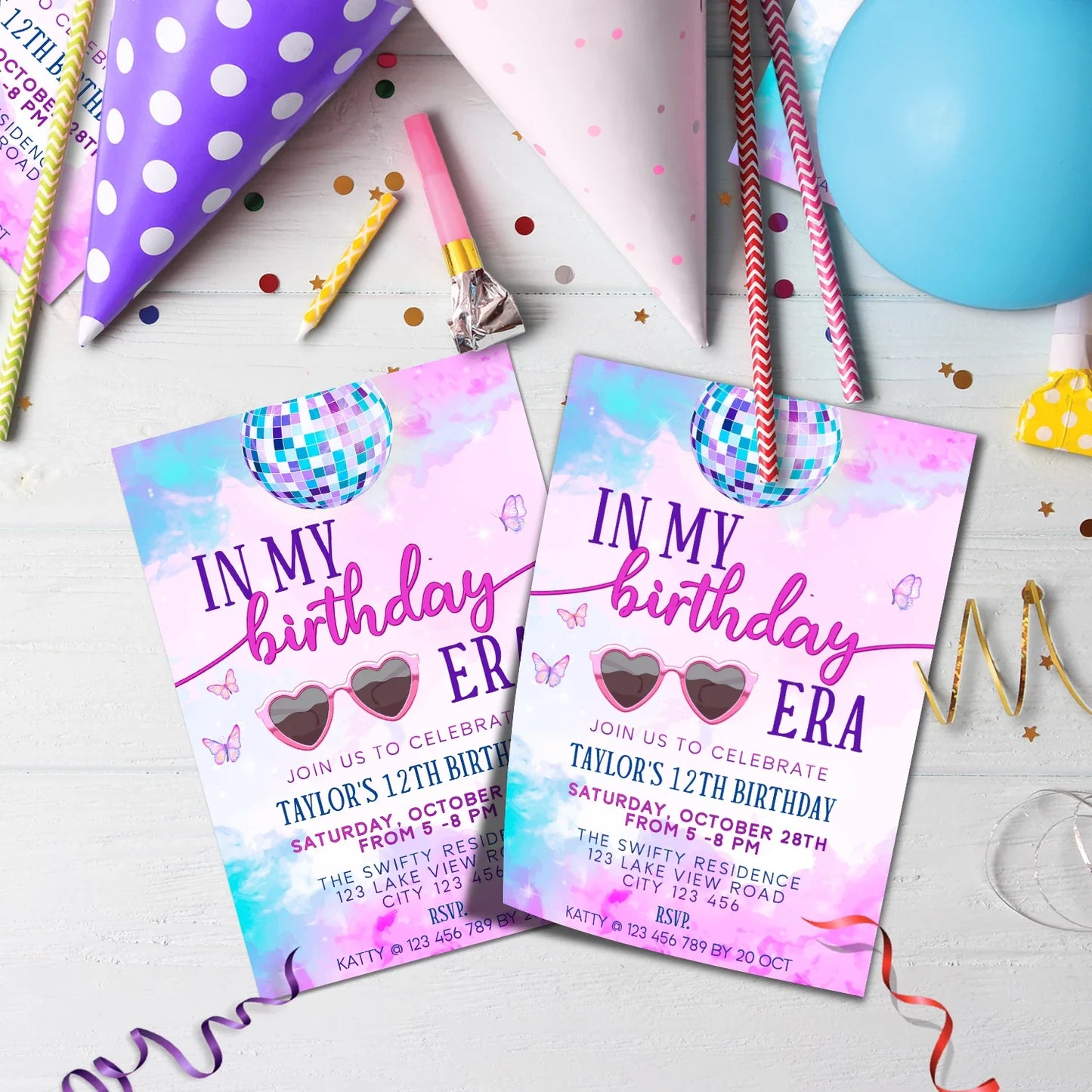 Taylor Swift Birthday Decorations, Eras Tour Party Supplies, Birthday Era Themed, Swifties Digital Template, Editable Birthday Era Image SVG PNG